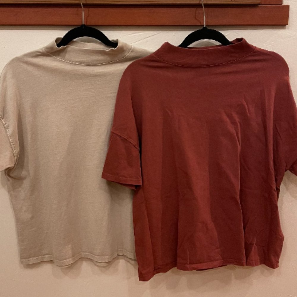 FREE PEOPLE BUNDLE** 2 We the Free T-shirts in SMALL; BURGUNDY AND CREAM